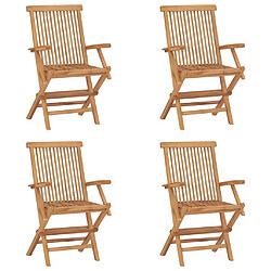 vidaXL Chaises pliables de jardin lot de 4 Bois de teck solide