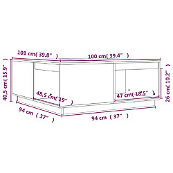 vidaXL Table basse Gris 100x101x40,5 cm Bois massif de pin pas cher