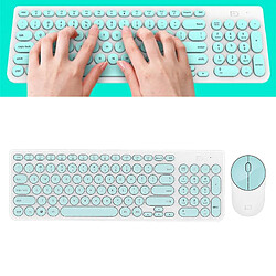 Acheter Clavier Et Souris Sans Fil 2.4G Sans Fil De Bureau, Clavier Rond Rétro, Vert