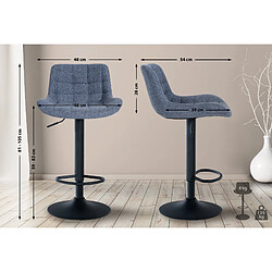 Acheter Decoshop26 Lot de 2 tabourets de bar structure métallique noir assise en tissu bleu avec surpiqûres 10_0004446