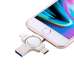 Wewoo Clé USB pour iPhone et iPad iPod la plupart des Smartphones Android PC 4 en 1 USB 2.0 Lightning 8 broches Micro USB USB-C / Type-C Flash Drive 32Go,