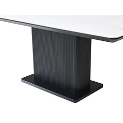 Acheter Vente-Unique Table à manger 6 personnes en céramique et MDF - Effet marbre blanc et Noir - LAOMINIA