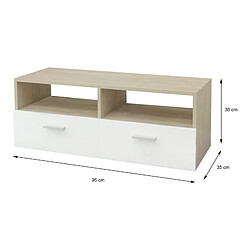 Acheter ML-Design Meuble bas TV en agglomeré MDF buffet blanc/naturel matériel montage 95x36x35 cm