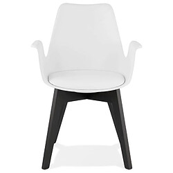 Mes Fauteuil design 50x58,5x82 cm blanc et pieds noirs - SHAFT