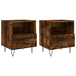 Maison Chic Lot de 2 Tables de chevet - Tables de Nuit chêne fumé 40x35x47,5cm bois d’ingénierie