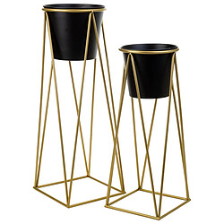 Set de pots de fleurs Alexandra House Living Noir Métal Fer 26 x 68 x 80 cm 2 Pièces