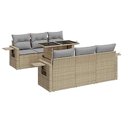 vidaXL Salon de jardin avec coussins 7 pcs beige résine tressée