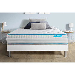 Bodycare Ensemble 140x200 matelas BodyMax micro ressorts ensachés et mémoire de forme + sommier kit blanc