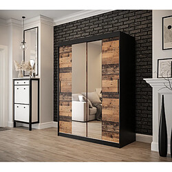 Abiks Meble Armoire Old St T1 à portes coulissantes 200/150/62 2 portes (noir/marron)