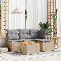 Maison Chic Salon de jardin avec coussins 5 pcs | Ensemble de Table et chaises | Mobilier d'Extérieur beige résine tressée -GKD74580