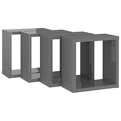 Acheter vidaXL Étagères cube murales 4 pcs gris brillant 30x15x30 cm