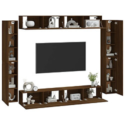 Avis Maison Chic Ensemble de meubles TV 8 pcs | Banc TV Moderne pour salon | Meuble de Rangement - Chêne marron Bois d'ingénierie -MN82311