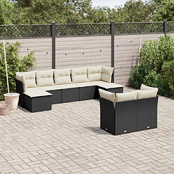 Maison Chic Salon de jardin 9 pcs avec coussins | Ensemble de Table et chaises | Mobilier d'Extérieur noir résine tressée -GKD88181