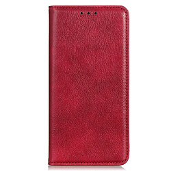 Etui en PU texture litchi, fermeture automatique magnétique avec support rouge pour votre Sony Xperia Pro-I