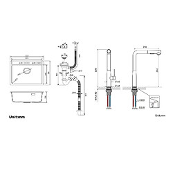 Auralum MAX 1 Bac Évier Cuisine en Granit,55*45*20cm,Kit Vidage,Noir+Robinet Cuisine avecDouchette Extractible Rotatif 360°,avec Eau Chaude/Froide,Noir