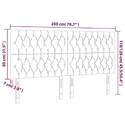 vidaXL Tête de lit à LED Taupe 200x7x118/128 cm Tissu pas cher