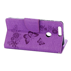 Wewoo Housse Étui Violet pour Huawei Honor 8 Papillons Gaufrage Horizontal en cuir Flip avec support & Slots de cartes Portefeuille & Longe pas cher