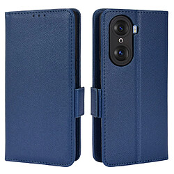 Etui en PU texture litchi, fermeture aimantée, antichoc avec support bleu foncé pour votre Honor 60