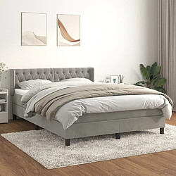 vidaXL Sommier à lattes de lit et matelas Gris clair 140x190cm Velours