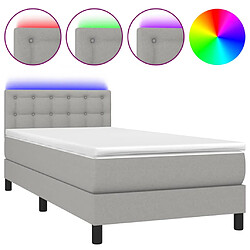 vidaXL Sommier à lattes de lit matelas LED Gris clair 100x200 cm Tissu