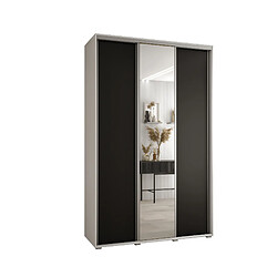 Abiks Meble Armoire à portes coulissantes Davos 3 235.2 x 160 x 60 3 portes coulissante (Blanc/Noir/Argent)