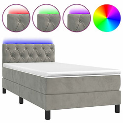 Sommier à lattes et LED,Cadre à lattes de lit avec matelas pour Adulte Gris clair 80x200cm -MN50635