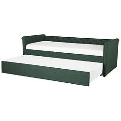 Beliani Lit gigogne en tissu vert foncé 90 x 200 cm LIBOURNE