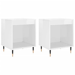 Maison Chic Lot de 2 Tables de chevet,Table de nuit,Table d'appoint pour salon blanc brillant 40x35x50 cm -MN35721