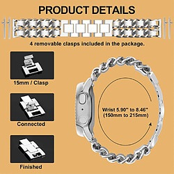 Bracelet en métal chaîne de 22 mm, argent/blanc pour votre Samsung Galaxy Watch3 45mm