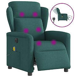 vidaXL Fauteuil de massage inclinable électrique Vert foncé Tissu