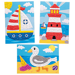 Baker Ross Kits d'illustrations sur le thème de bord de mer en mosaïque (lot de 4) - Loisirs créatifs et activités de vacances pour enfants.