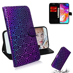 Wewoo Housse Coque Pour Galaxy A70 couleur unie boucle magnétique coloré horizontale étui en cuir PU avec titulaire et fentes cartes et portefeuille et lanière violet