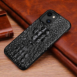 Coque en TPU + cuir véritable texture crocodile pour votre iPhone 14 - noir