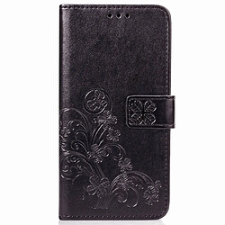 Wewoo Housse Coque Étui en cuir à motif de fleurs pressées Lucky Clover pour Galaxy A7 (2018), avec support et emplacements pour cartes, ainsi que portefeuille dragonne (noir)