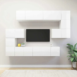 Maison Chic Ensemble de meubles TV 10 pcs | Banc TV Moderne pour salon | Meuble de Rangement - Blanc Aggloméré -MN37470