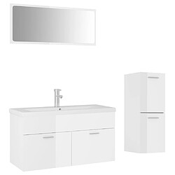 vidaXL Ensemble de meubles de salle de bain Blanc brillant Aggloméré