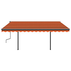 Maison Chic Auvent automatique | Store banne extérieur | Marquise rétractable et poteaux 4,5x3 m Orange/marron -MN32771 pas cher