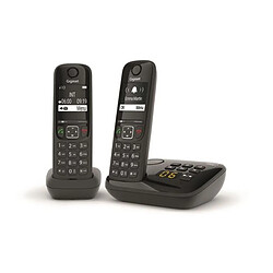 Téléphone sans fil duo dect noir avec répondeur - as690aduonoir - GIGASET