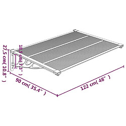 Maison Chic Store banne | Auvent de porte | Marquise Brise-soleil Gris et transparent 122x90 cm Polycarbonate -GKD95401 pas cher