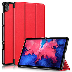 Etui en PU sommeil et réveil automatique à trois volets avec support rouge pour votre Lenovo Tab P11 TB-J606F