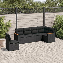 Maison Chic Salon de jardin 6 pcs avec coussins | Ensemble de Table et chaises | Mobilier d'Extérieur noir résine tressée -GKD99113