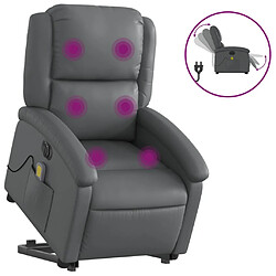 Maison Chic Fauteuil Relax pour salon, Fauteuil inclinable de massage électrique gris similicuir -GKD65295