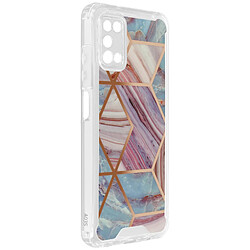 Avizar Coque Marbre Samsung A03s Hybride avec Coins Renforcés rose et aigue marine