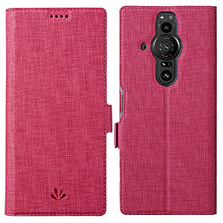 Etui en PU VILI doubles fermoirs magnétiques avec support rose pour votre Sony Xperia Pro-I