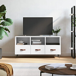 vidaXL Meuble TV blanc 102x36x50 cm bois d'ingénierie