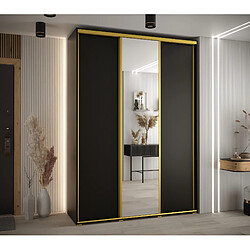 Abiks Meble Armoire à portes coulissantes Davos 3 235.2 x 170 x 60 3 portes coulissante (Noir/Noir/Or)