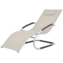 Maison Chic Chaise longue avec oreiller | Bain de soleil Relax | Transat Aluminium et textilène Crème -GKD99093