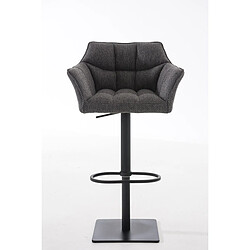 Decoshop26 Tabouret de bar chaise haute de comptoir couture carrées assise en tissu gris titane cadre en métal noir 10_0004699