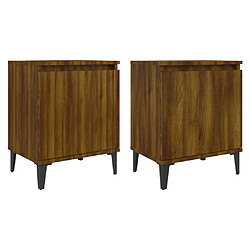 Maison Chic Tables de chevet et pieds en métal 2pcs - Chêne marron 40x30x50cm -MN46958