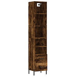 vidaXL Buffet haut Chêne fumé 34,5x34x180 cm Bois d'ingénierie